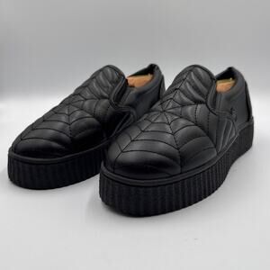 Strange Cvlt SLYPT Spider Web Slip On Creepers Women's 6 Goth Alternative Spooky